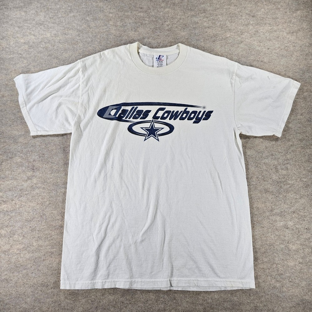 Vintage Logo Athletic Dallas Cowboys T Shirt Mens Large White NFL Star Logo